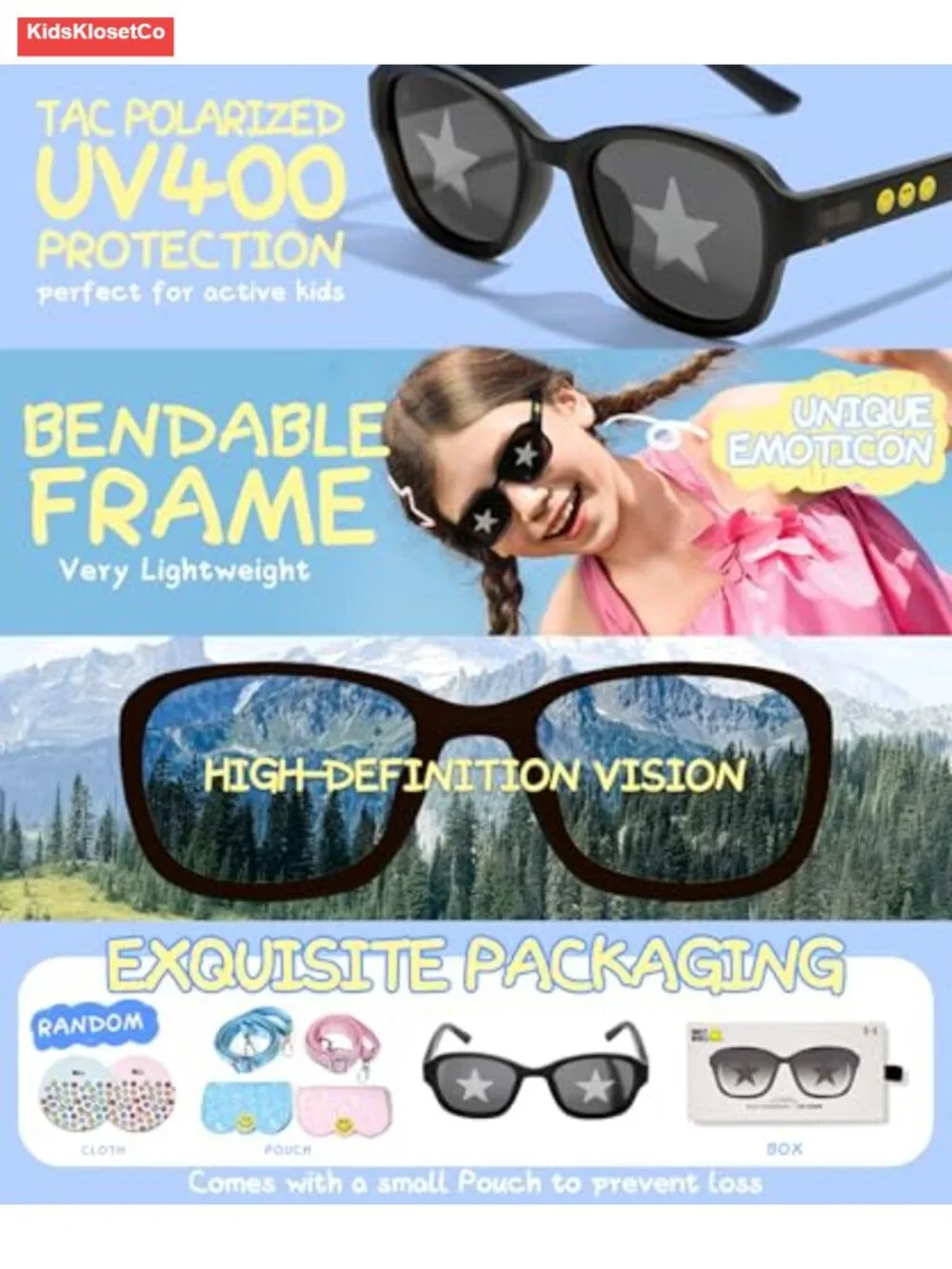 Kids Polarized Sunglasses UV400 Protection TR90 Frame Teen Shades